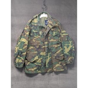 Men's KNOX ARMORY Camouflage Full Zip Snap Up Collared Jacket Hood SIZE L